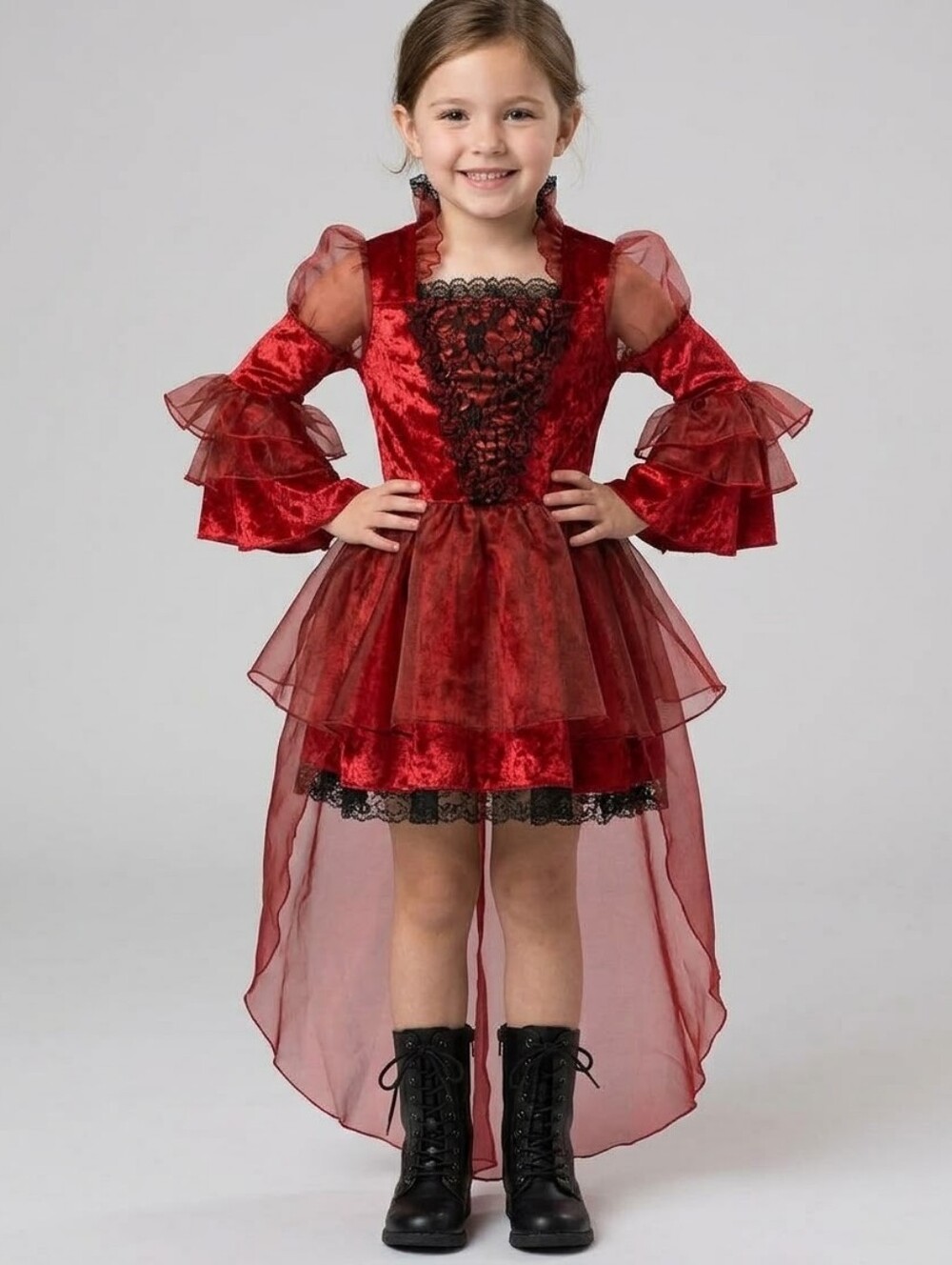 Red Gothic Vampire Costume Dress Kids Size XS